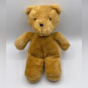 From The World Of Smile Bear Plush Teddy Solid Tan Brown Hard Nose Black 12 inch